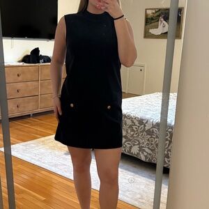 H&M Navy Sleeveless Mini Dress with Gold Button Detail